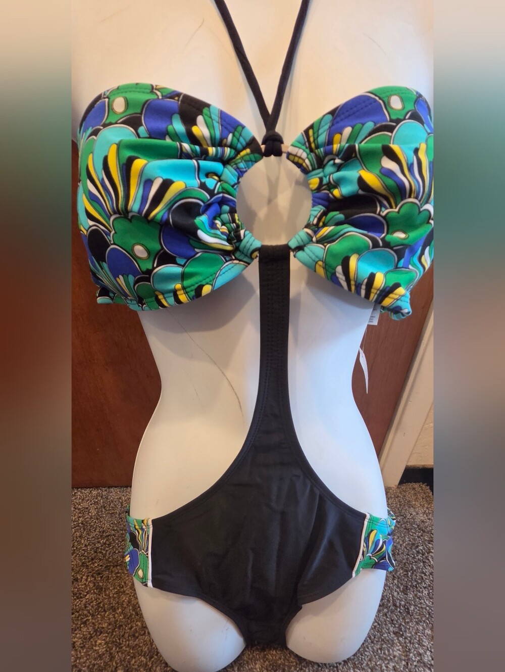 No Boundries NWOT Cut Out Tropical Bikini SzL - Picture 3 of 7